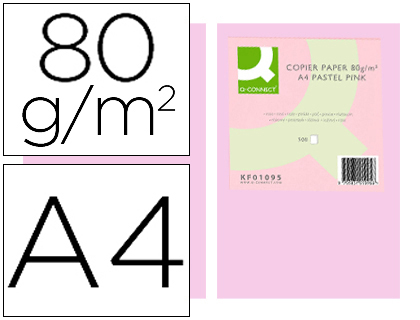 500h papel fotocopiadora Q-Connect A4 80g/m² color rosa